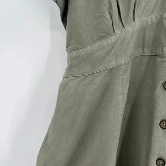Quince Vintage Wash Tencel Button Front Dress with Tie Waist size S Olive Green - Picture 5 of 8